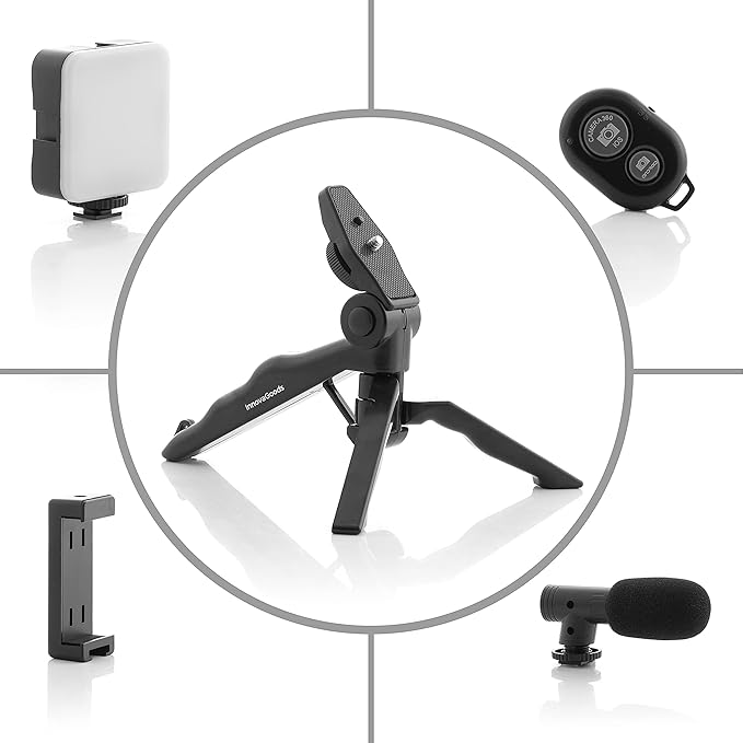 Set grabación móvil 3 en 1 (trípode + micro + luz)